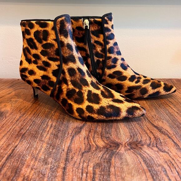 Talbots Leopard Print Calf Hair Pointed Toe Kitten‎ Heel Ankle Boots 7M - Picture 7 of 12